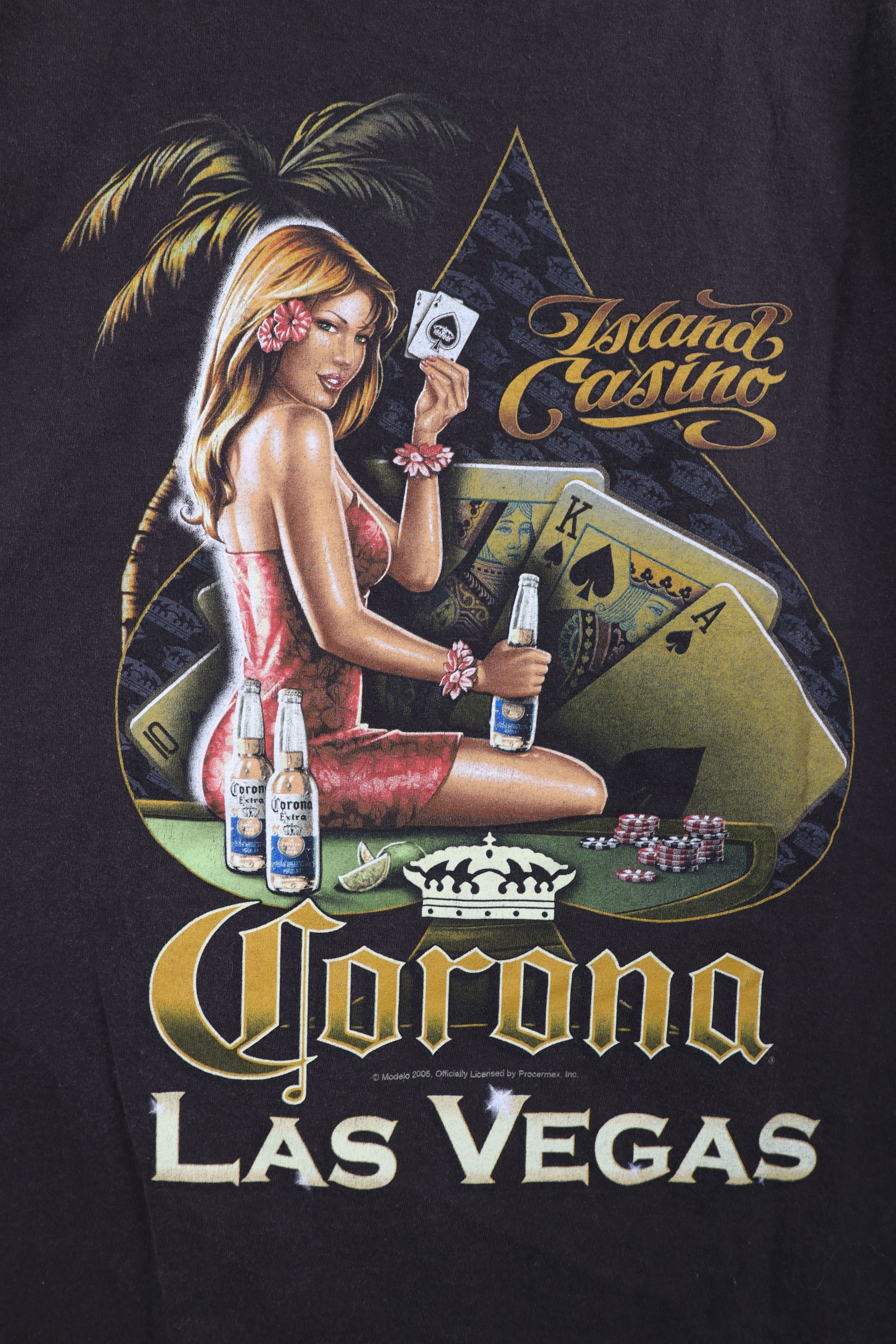 Vintage Vintage Y2K 2005 Corona Extra Las Vegas Pinup Girl T-Shirt Size US XXL / EU 58 / 5 - 8 Thumbnail