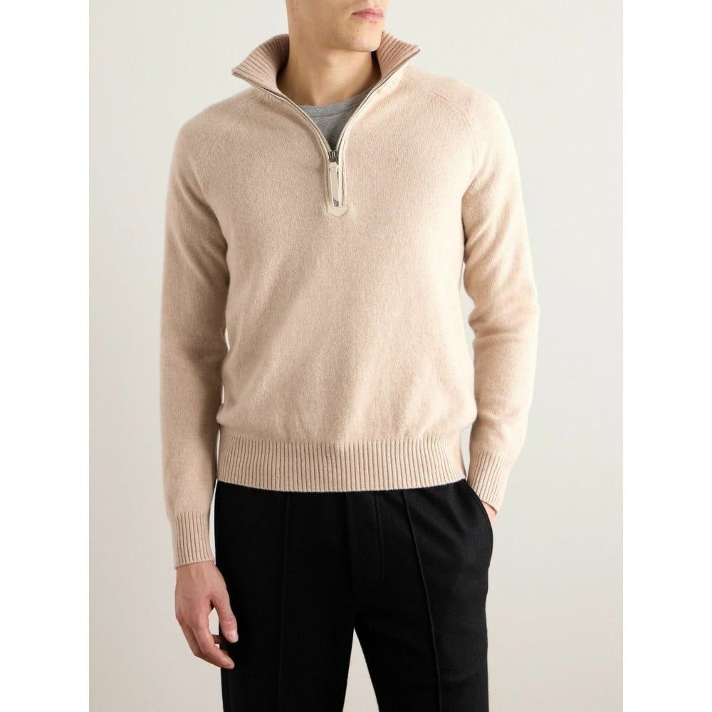 Tom Ford o1loc1c1225 KFL004 Wool & Cashmere Sweater in Beige Size US S / EU 44-46 / 1 - 2 Thumbnail