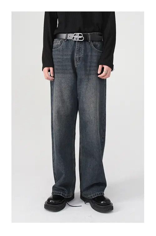 VIBE Japanese loose trendy straight washed jeans Size US 32 / EU 48 - 1 Thumbnail