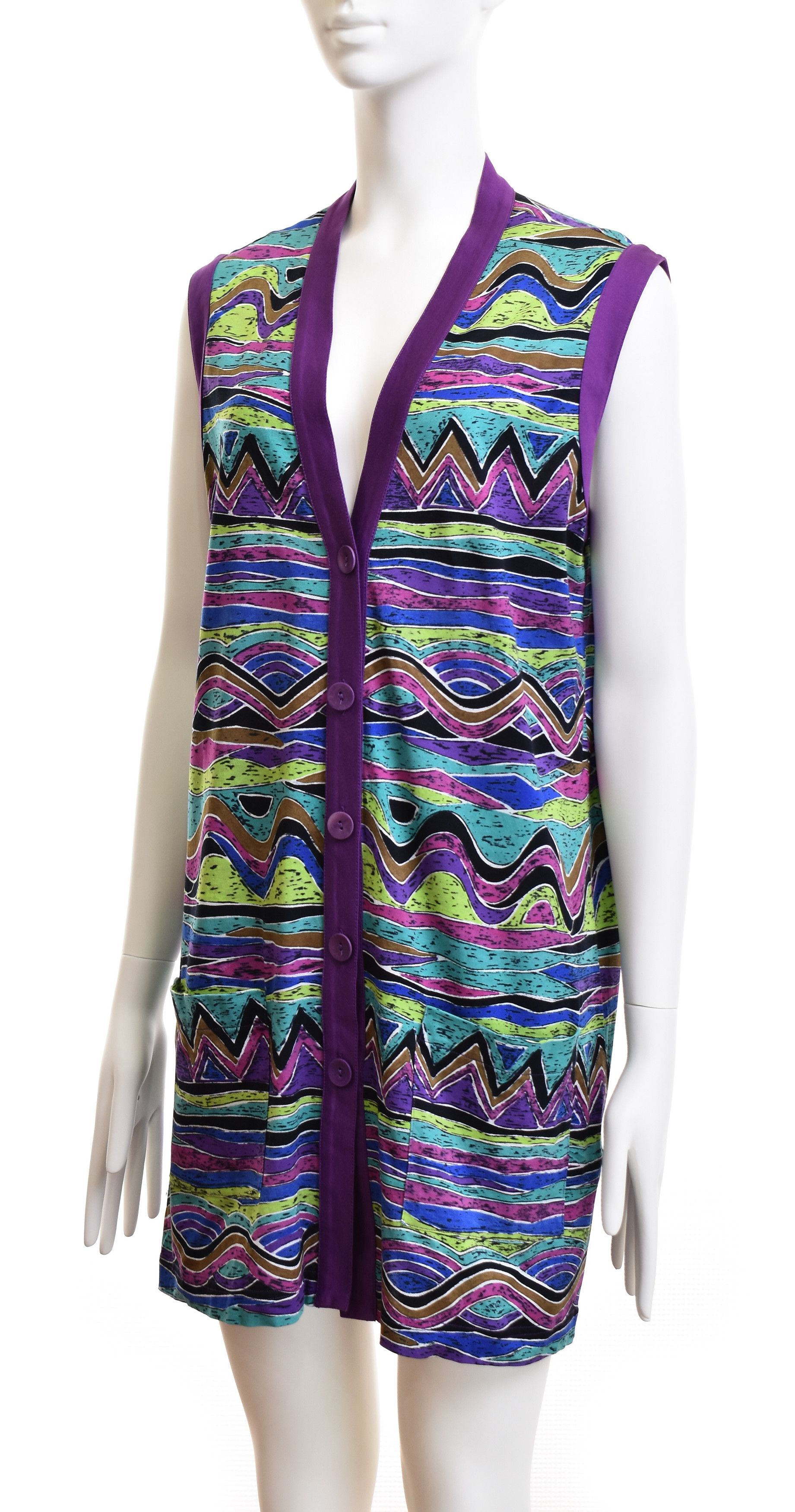 Missoni VINTAGE MISSONI MARE Zig Zag Waves Cotton Tunic Cardigan Size L / US 10 / IT 46 - 5 Thumbnail