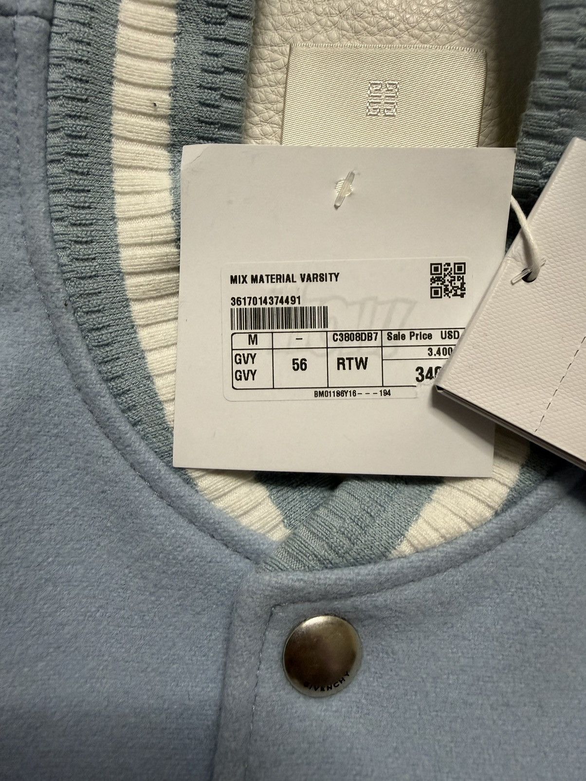 Givenchy Sky Blue Varsity Bomber NEW WITH TAGS Size US XL / EU 56 / 4 - 18 Thumbnail