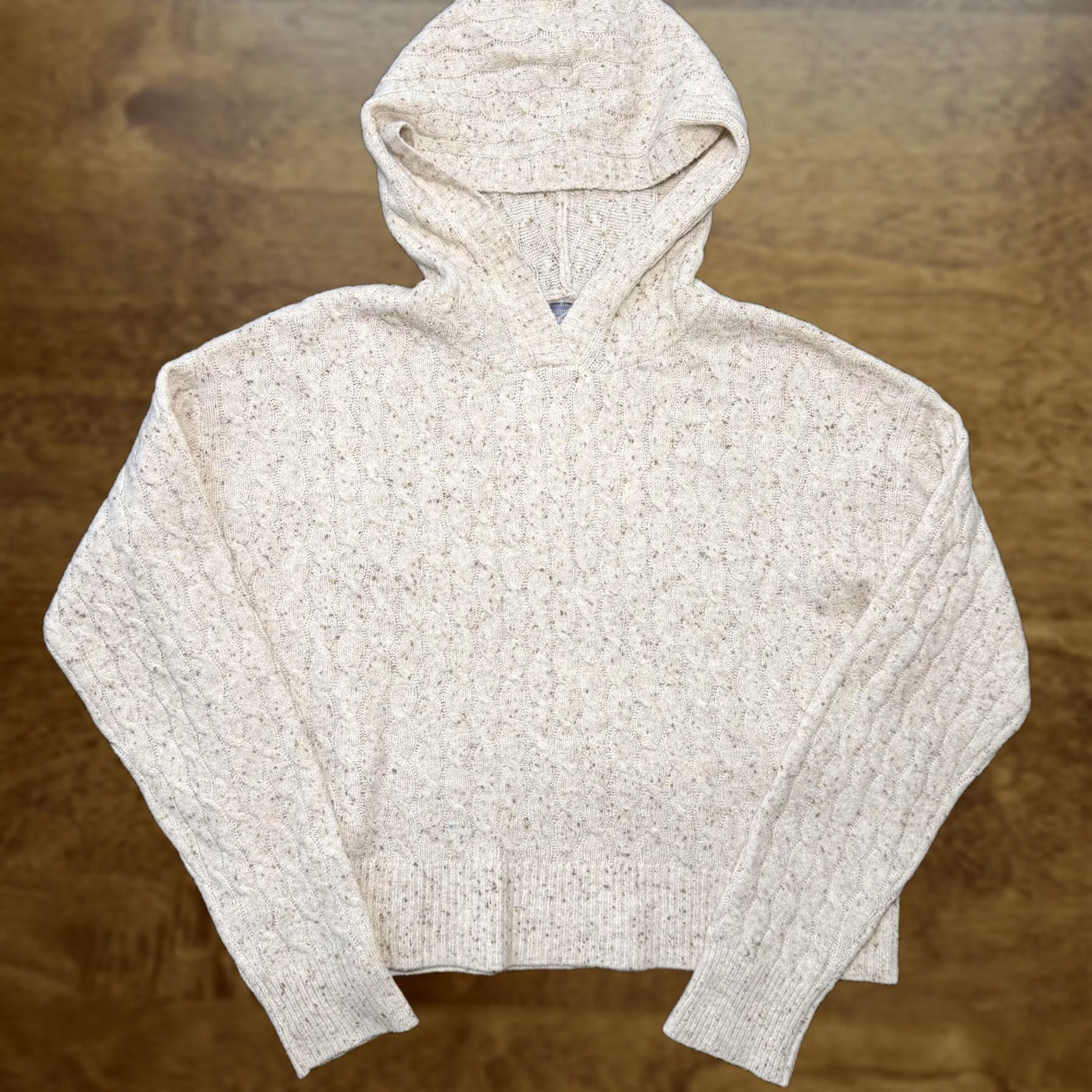 Vintage Auden Sweater Womens M White V-Neck Hooded Cable-Knit Pullover Speckled Pullover Sweater Womens Medium White V-Neck Hooded Cable-Knit Speckled Size M / US 6-8 / IT 42-44 - 1 Thumbnail