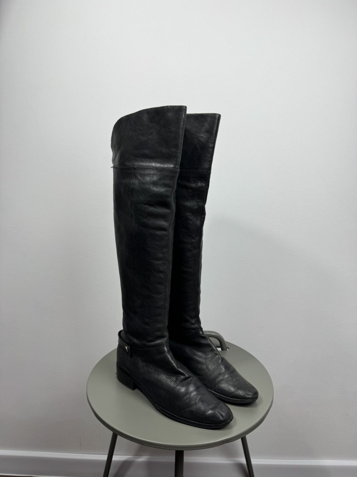 Other Vintage Black Leather High Riding Boots Tall Zip Women’s 40 Size US 9 / IT 39 - 1 Thumbnail
