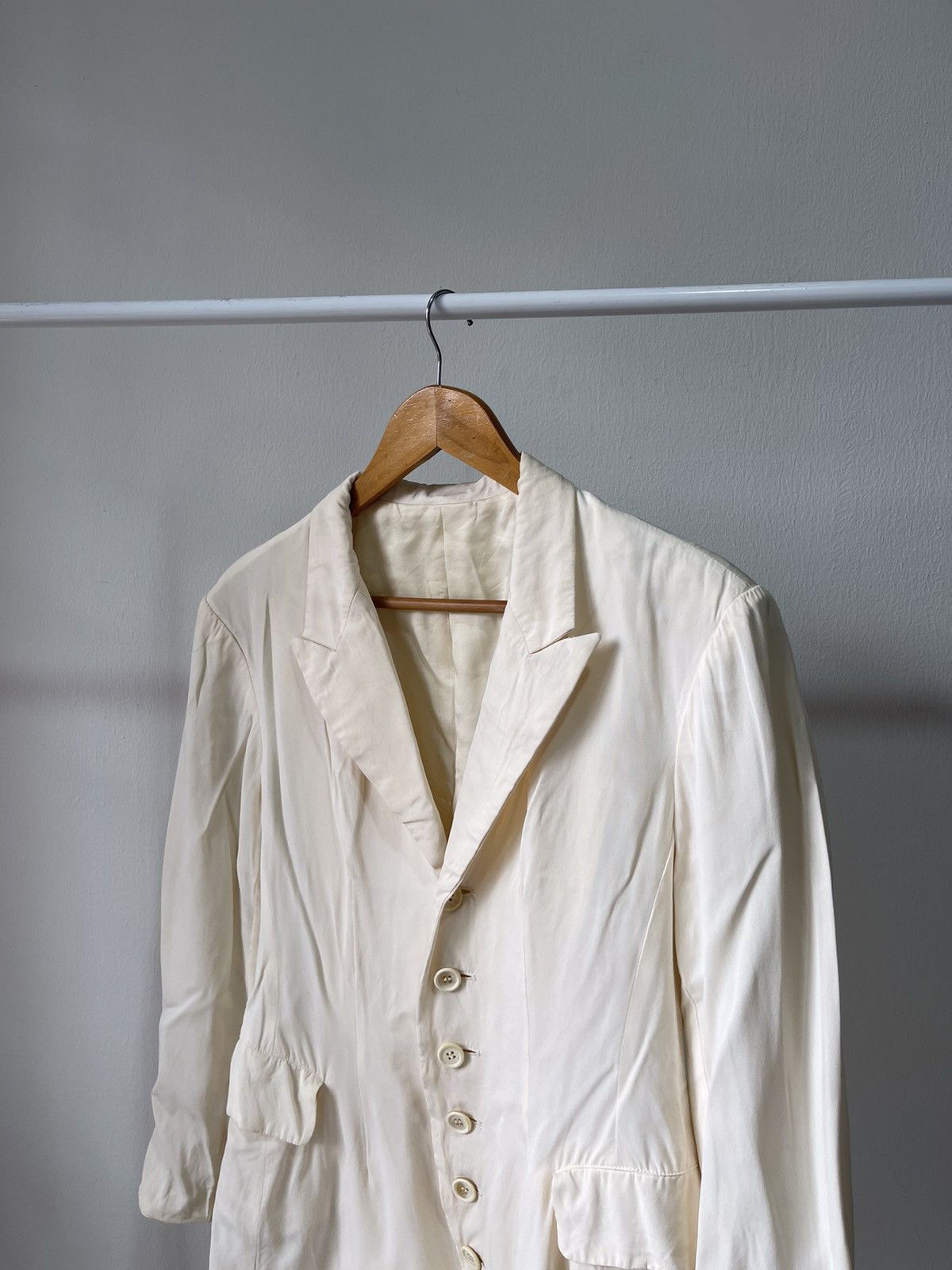 Y's × Yohji Yamamoto 80s Yohji Yamamoto Y’S white Cream Blazer Size M / US 6-8 / IT 42-44 - 4 Thumbnail