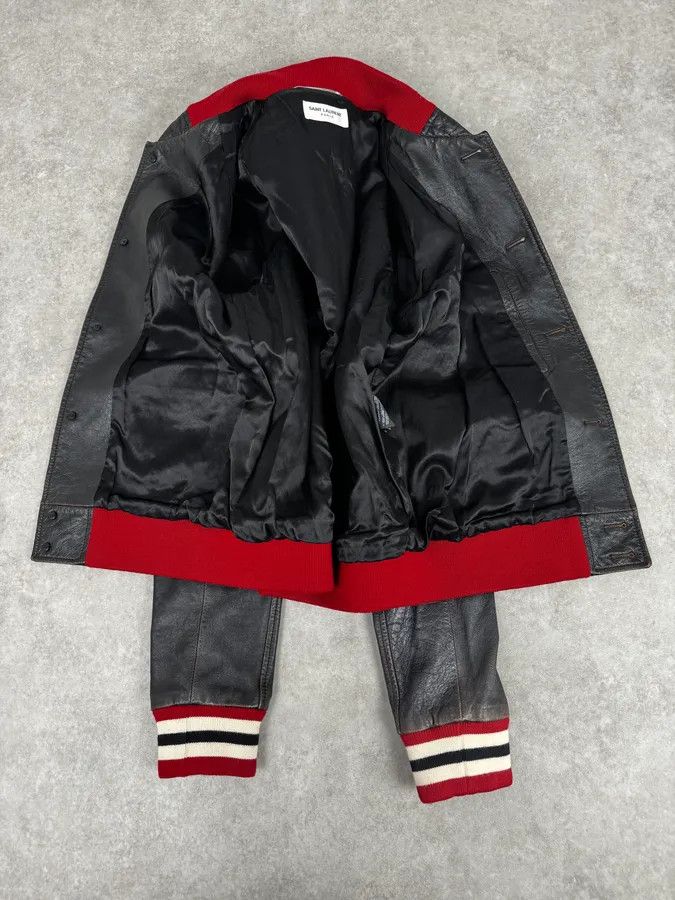 Saint Laurent Paris AW2017 Saint Laurent Black & Red Ricer Leather Jacket Size US M / EU 48-50 / 2 - 7 Thumbnail