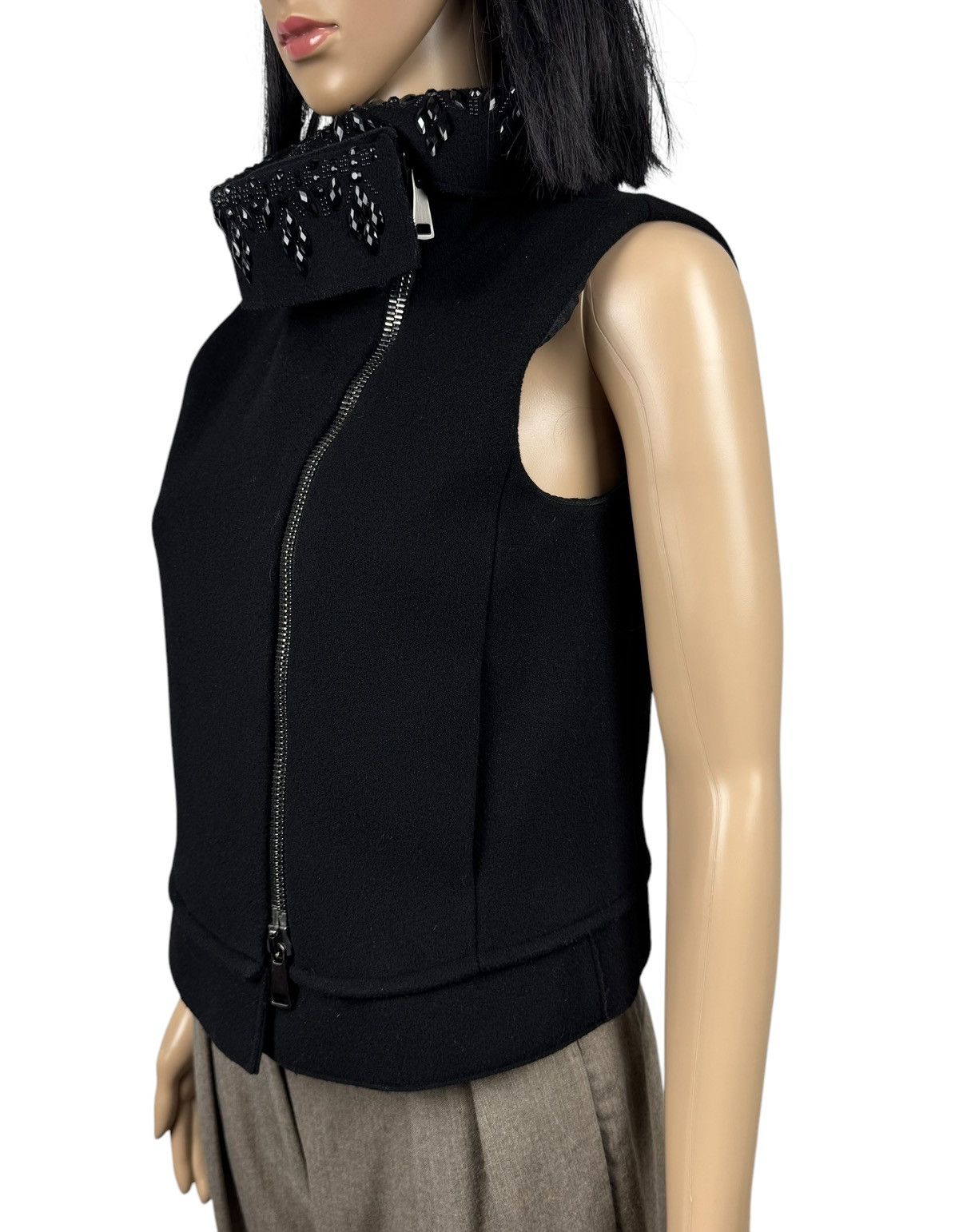Emporio Armani Emporio Armani Full-Zip Vest Wool-Cotton Decorated Stones 40 Size S / US 4 / IT 40 - 4 Thumbnail