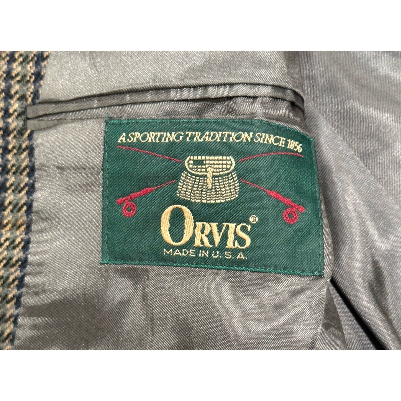Orvis VINTAGE Orvis Jacket Mens 2-Button Blazer 40L Wool Brown Houndstooth 1990s Long Mens Size 40L - 3 Thumbnail