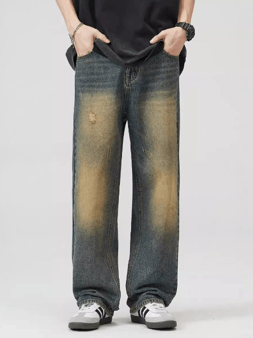 Japanese Brand × Jean High street distressed American retro ripped oversized jeans Size US 32 / EU 48 - 1 Thumbnail