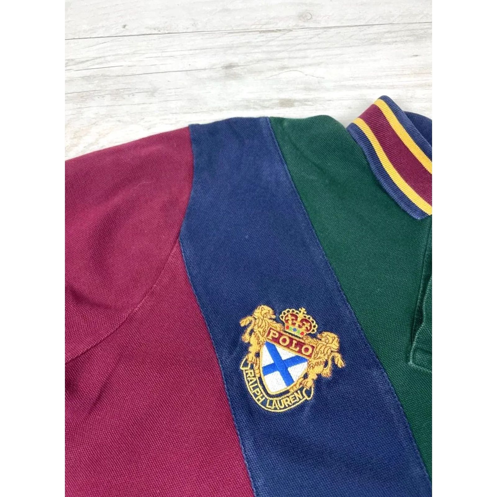 Polo Ralph Lauren VINTAGE Polo Ralph Lauren Big Pony Striped Rugby Shirt Men L green Polo Shirt Size L Men Size US L / EU 52-54 / 3 - 5 Thumbnail