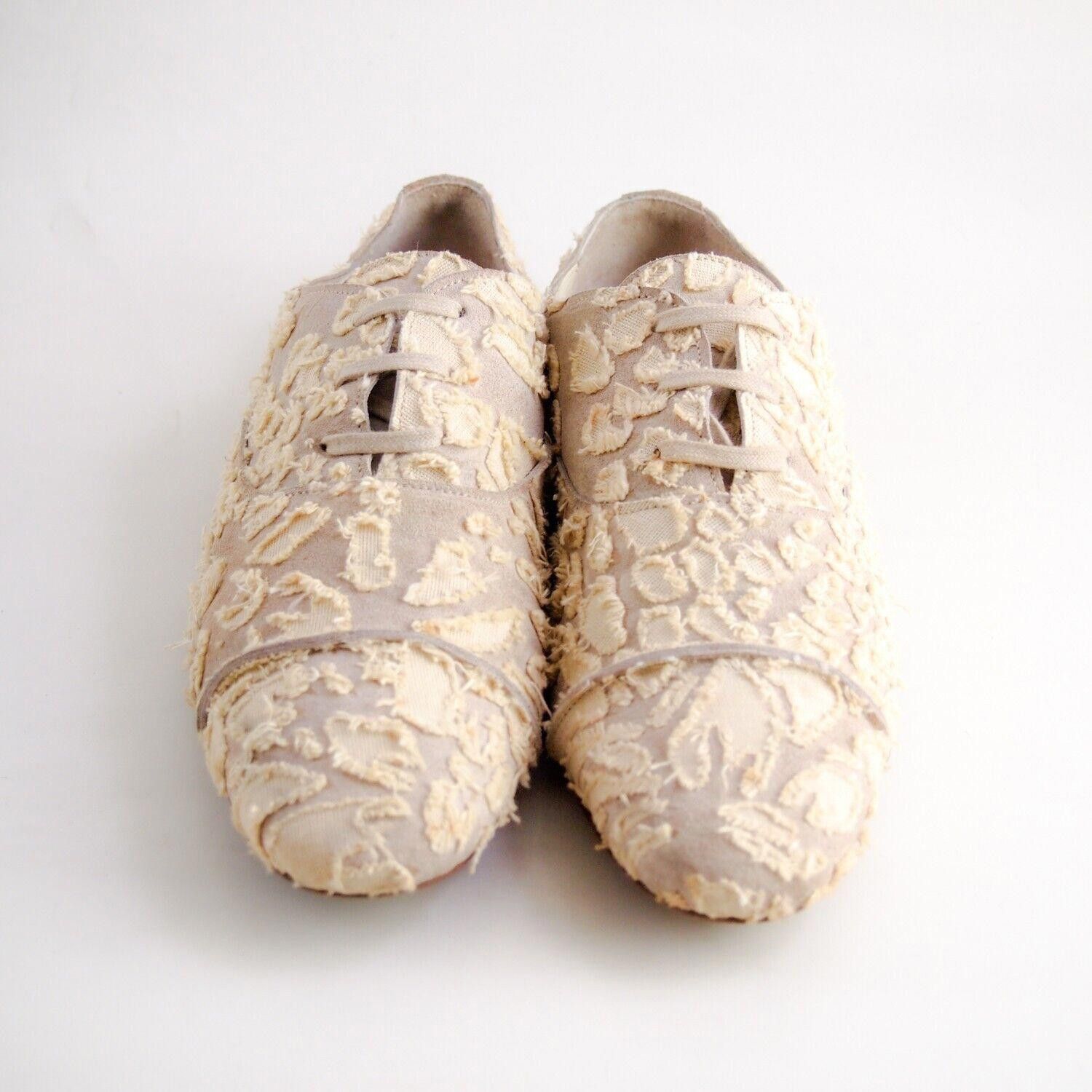 Acne Studios Acne Jeans Oxfords Gray Suede Ivory Linen Size EU 40 US 10 Size US 10 / IT 40 - 3 Thumbnail
