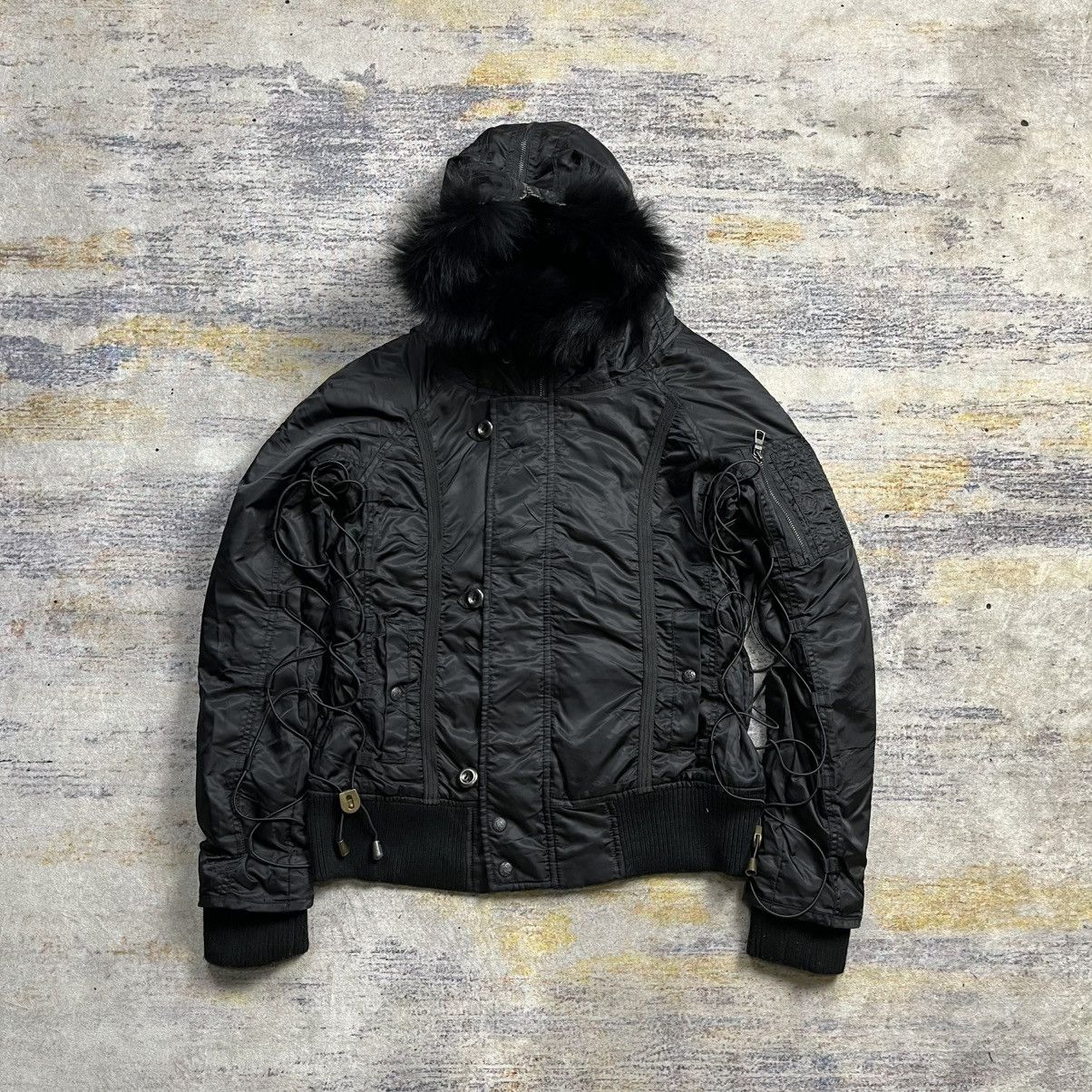 14th Addiction Back vintage bondage side lace fur bomber jacket vkei style Size US S / EU 44-46 / 1 - 1 Thumbnail