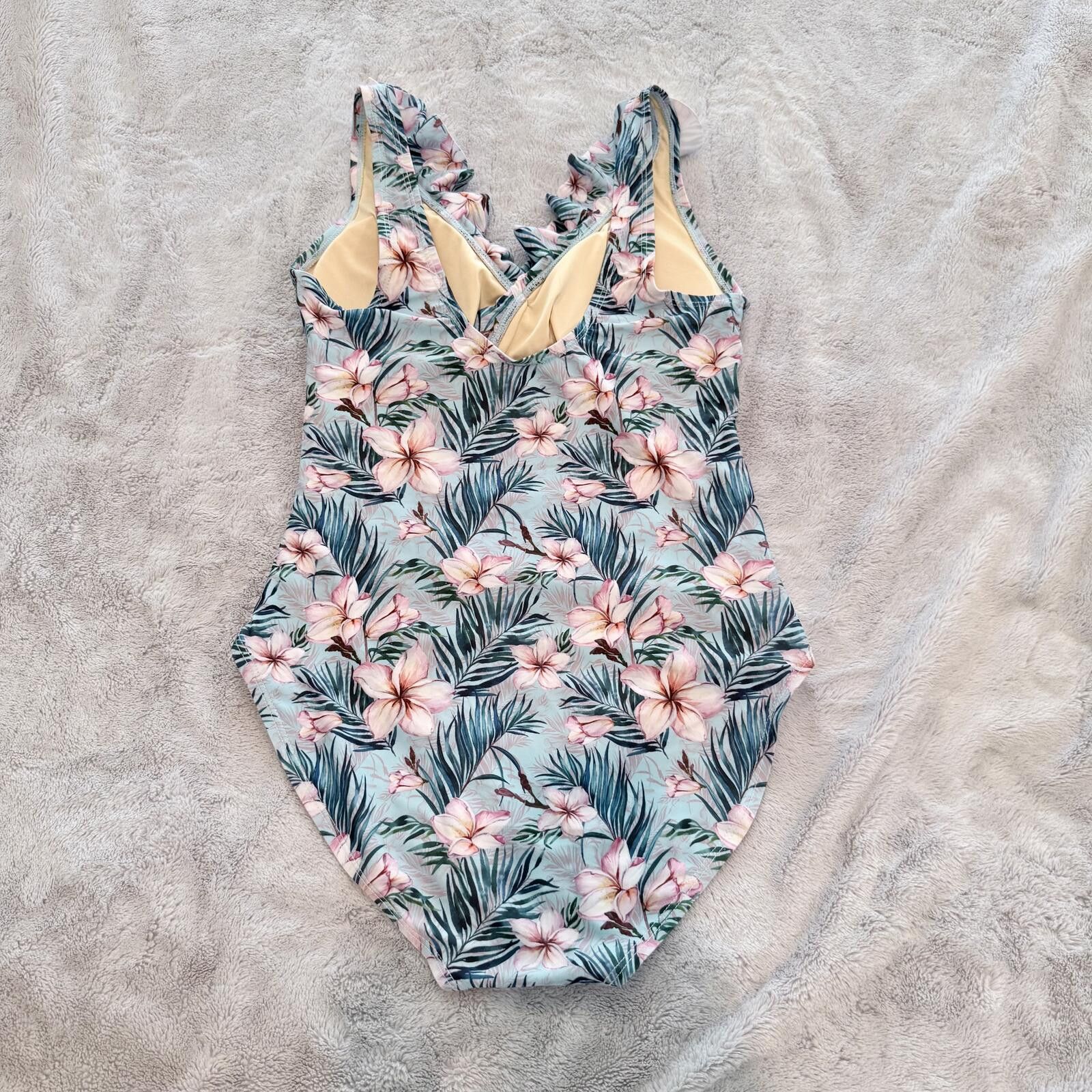 Nothing Personal Floral Ruffled One-Piece Swimsuit Size ONE SIZE - 3 Thumbnail