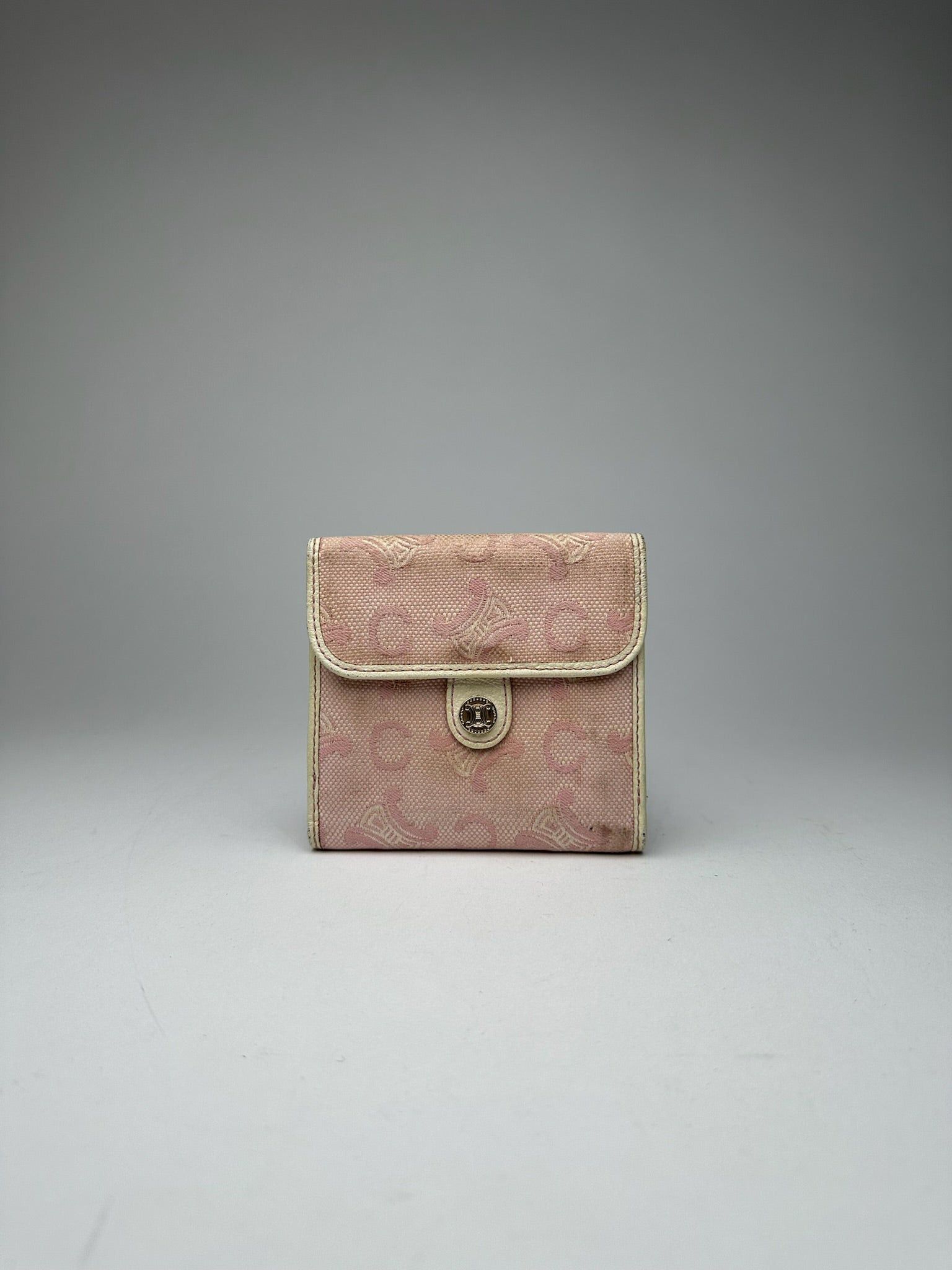 Vintage Macadam Monogram Canvas Leather Wallet pink white