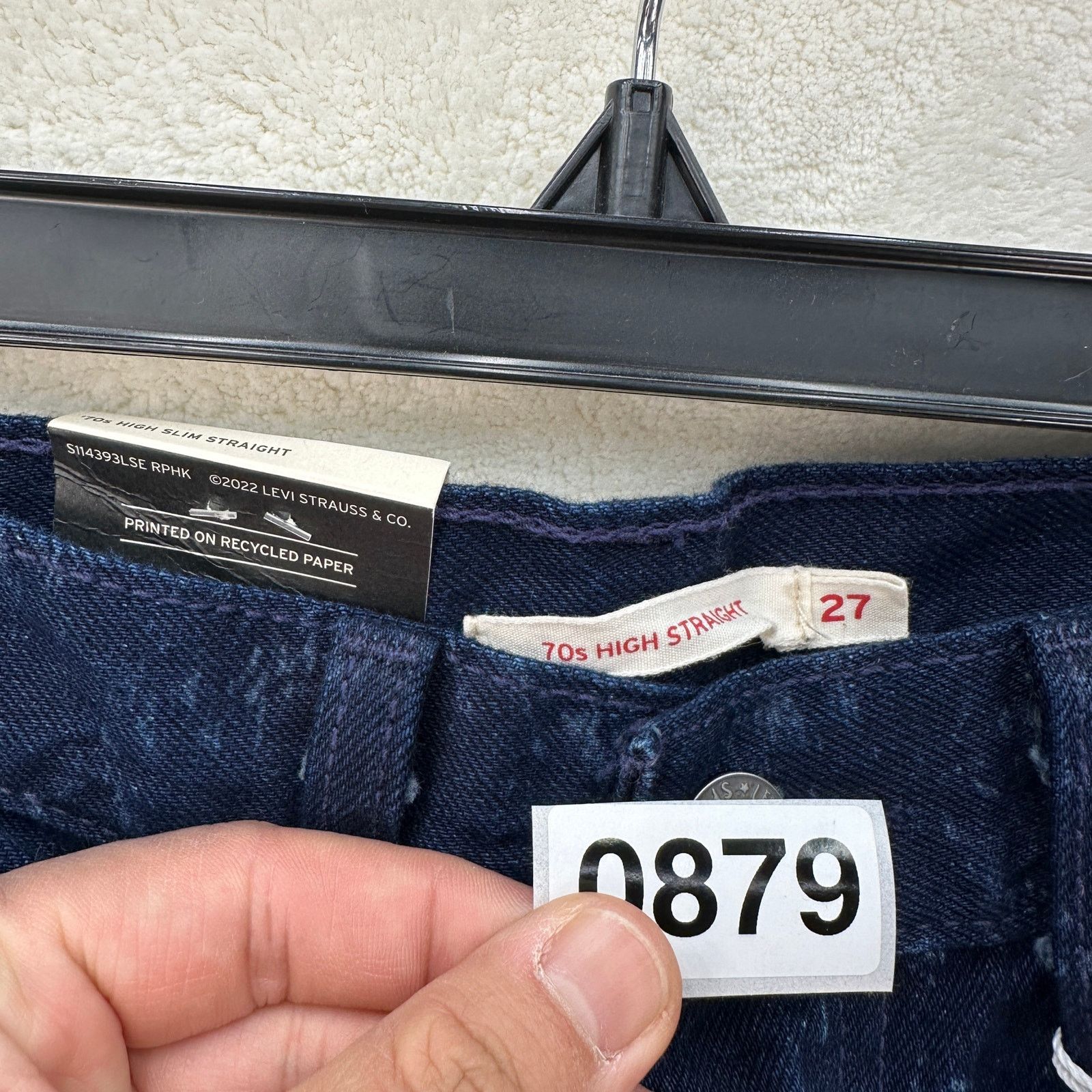 Levi's LEVI'S WELLTHREAD WOMEN'S 27X31 70S HIGH STRAIGHT JEANS DARK Size 27" / US 4 / IT 40 - 3 Thumbnail
