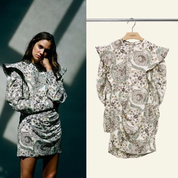 Isabel Marant Isabel Marant Catarina Dress - White & Green Floral Print Size M / US 6-8 / IT 42-44 - 1 Thumbnail