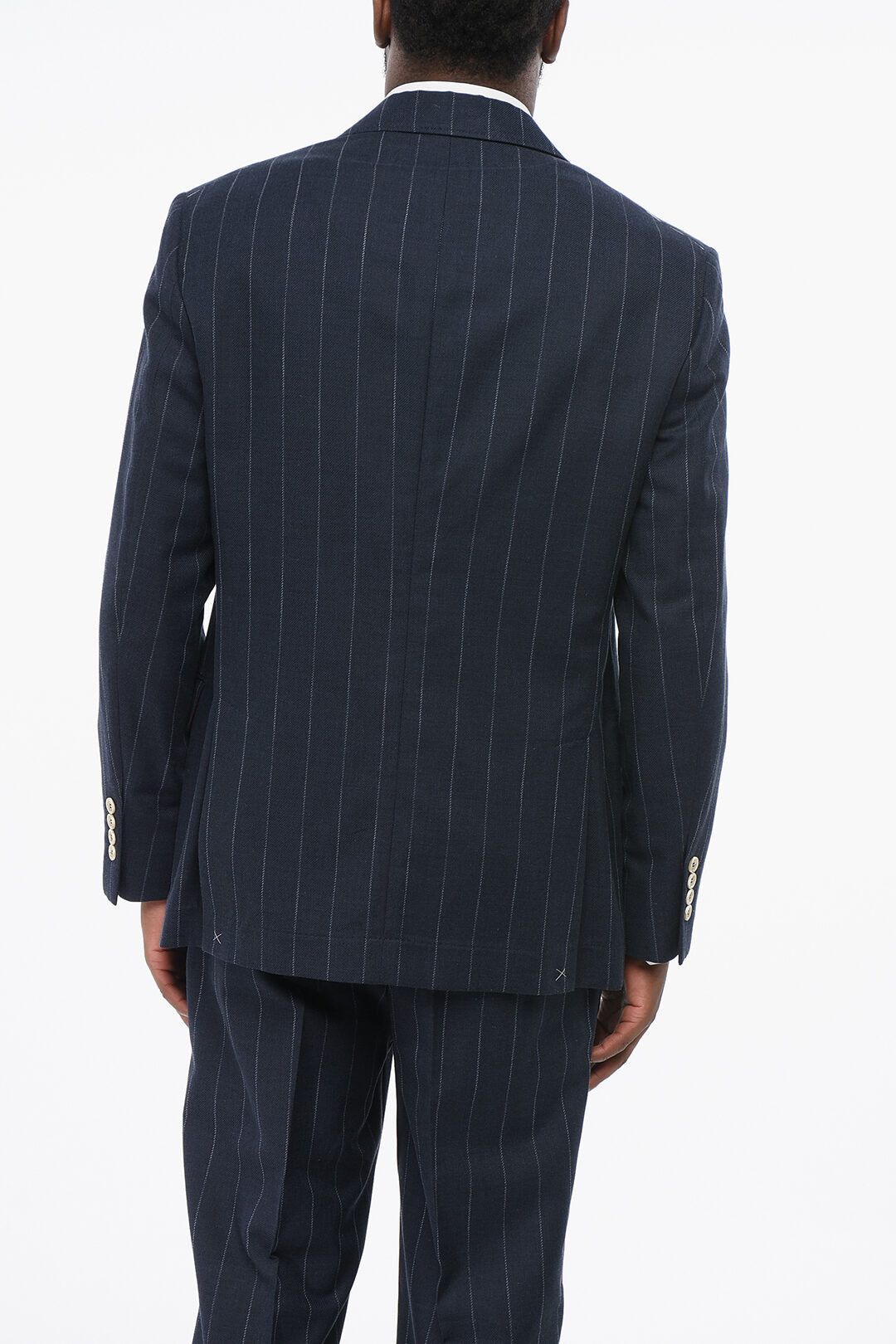 Brunello Cucinelli og1mm0725 Pinstriped Cotton Blend Blazer in Blue Size US XL / EU 56 / 4 - 3 Thumbnail
