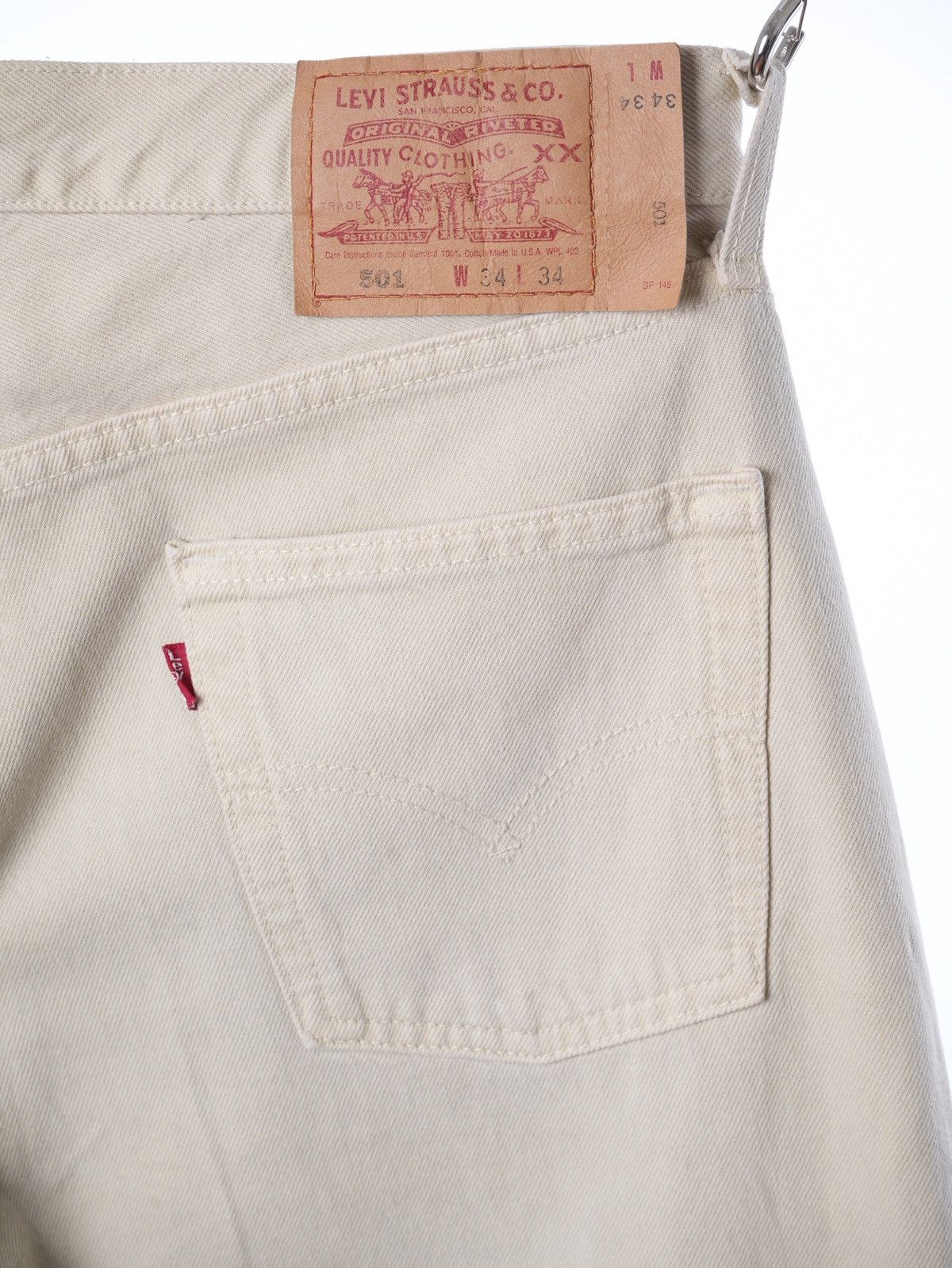 Levi's Vintage Levi's 501 Ecru/Beige Made in USA Jeans Denim 34 Size US 34 / EU 50 - 3 Thumbnail