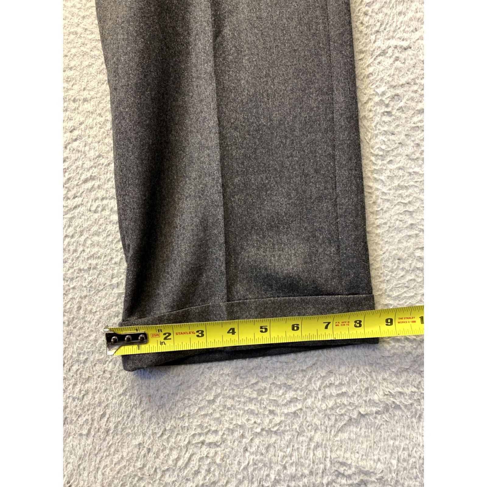 Vintage Anderson Morton Dress Pants Men’s 34x32 Gray Wool Flat Front Zipper Casual Dress Pants Classic Fit Slash Pockets Italy Size US 34 / EU 50 - 5 Thumbnail