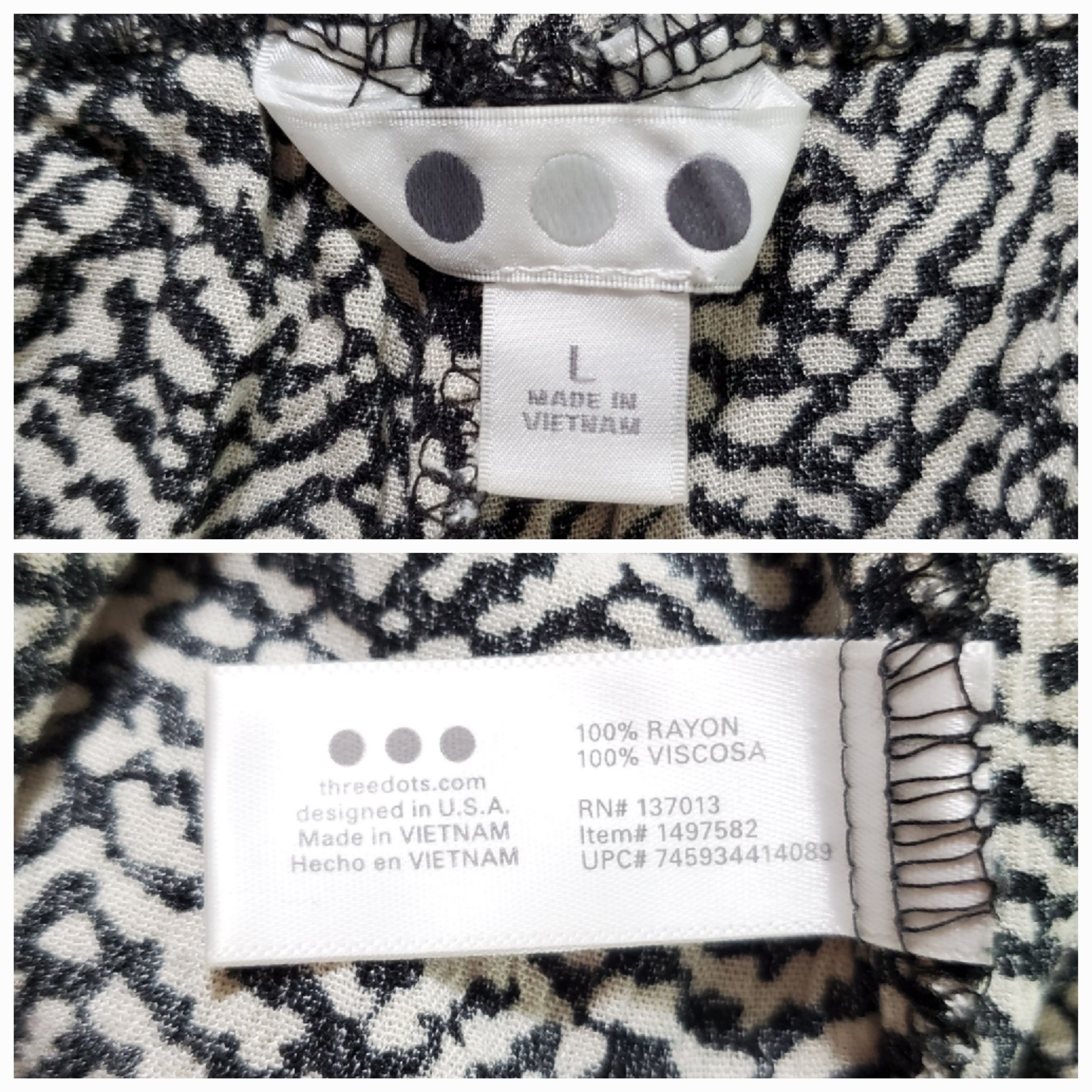 Other Three Dots Size L Pants Pilazzo Wide Leg Black White Herring Size 36" / US 14 / IT 50 - 9 Thumbnail