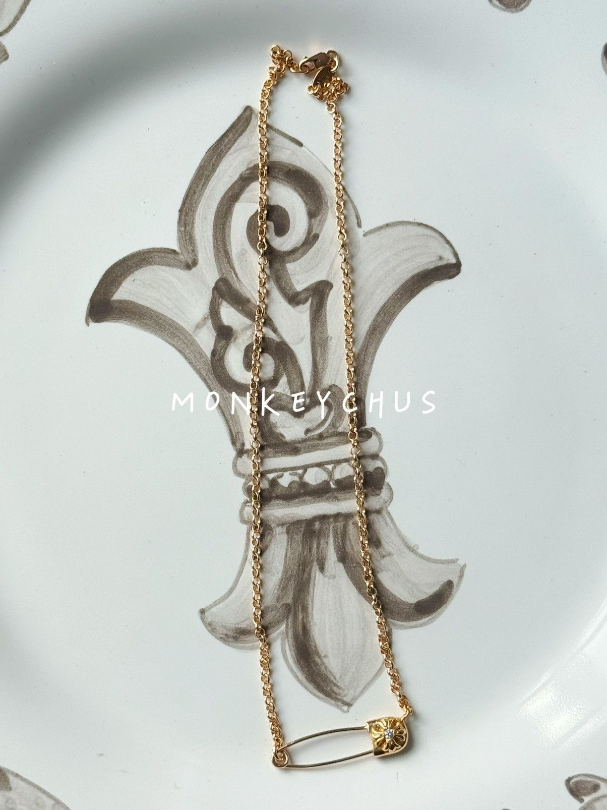 Chrome Hearts 🔥Chrome Hearts Yellow Gold Safety Pin w/Diamond Necklace🔥 Size ONE SIZE - 1 Thumbnail