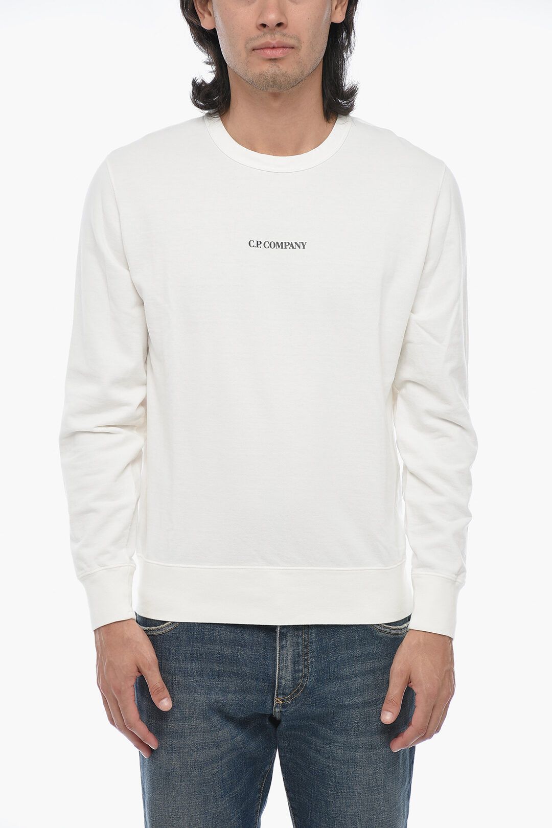 C.P. Company og1mm1024 Light Fleece T-Shirt in White Size US M / EU 48-50 / 2 - 1 Thumbnail