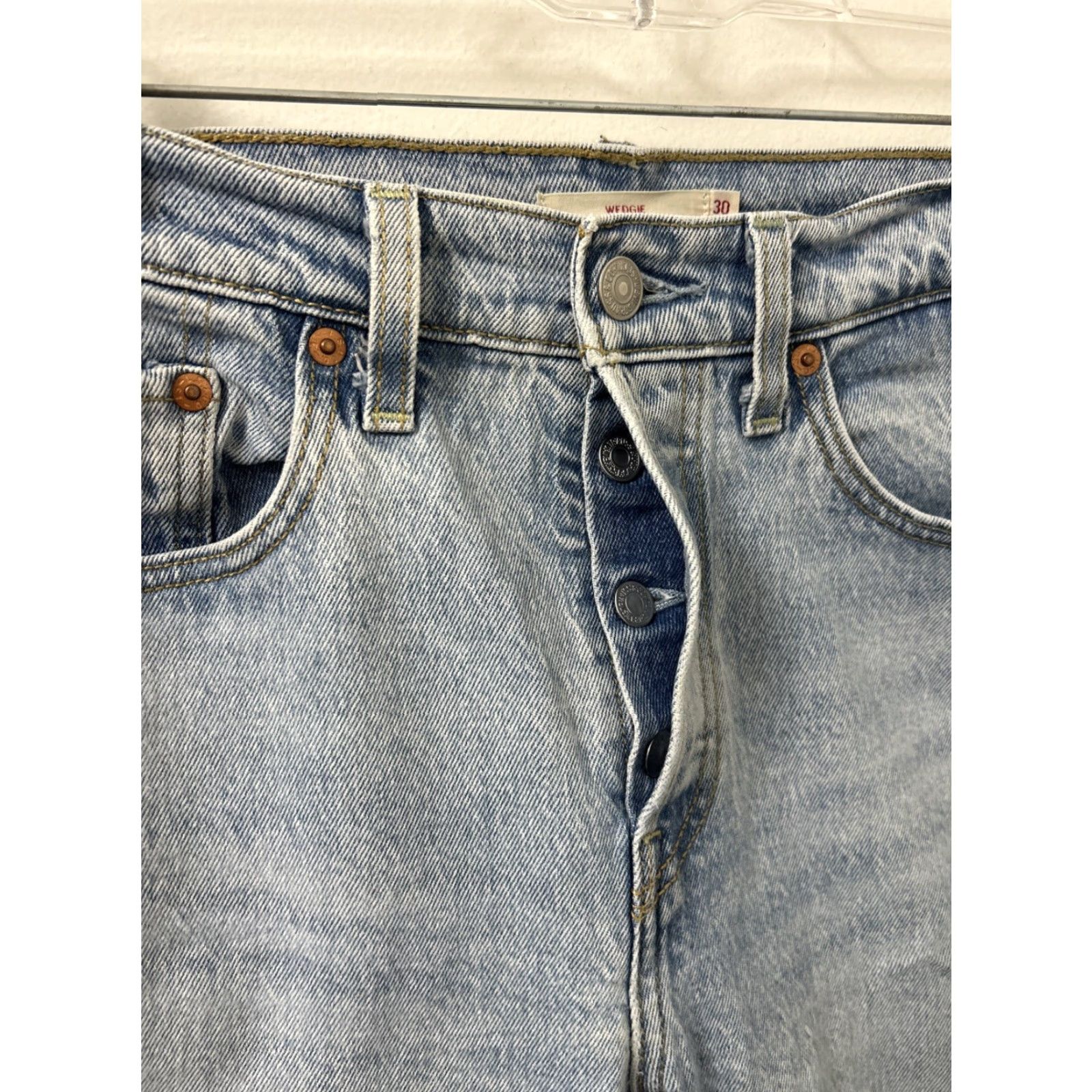 Levi's Levi's Premium Jeans Womens 30x27 Blue Big E Wedgie Denim Straight Fit Button Denim Jeans Women Retro 5-Pocket Medium Wash Regular Rise Size 30" / US 8 / IT 44 - 6 Thumbnail