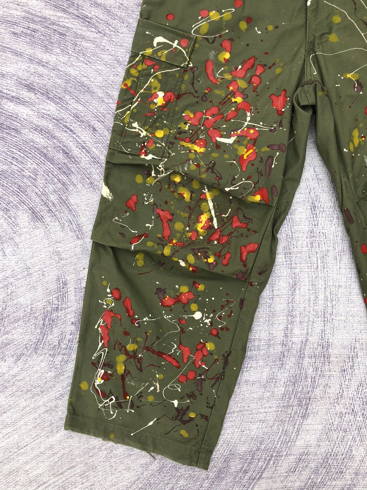 Designer × Vintage Very Rare Cargo Pants Art Colour Paint W30 x L37 Size US 30 / EU 46 - 3 Thumbnail