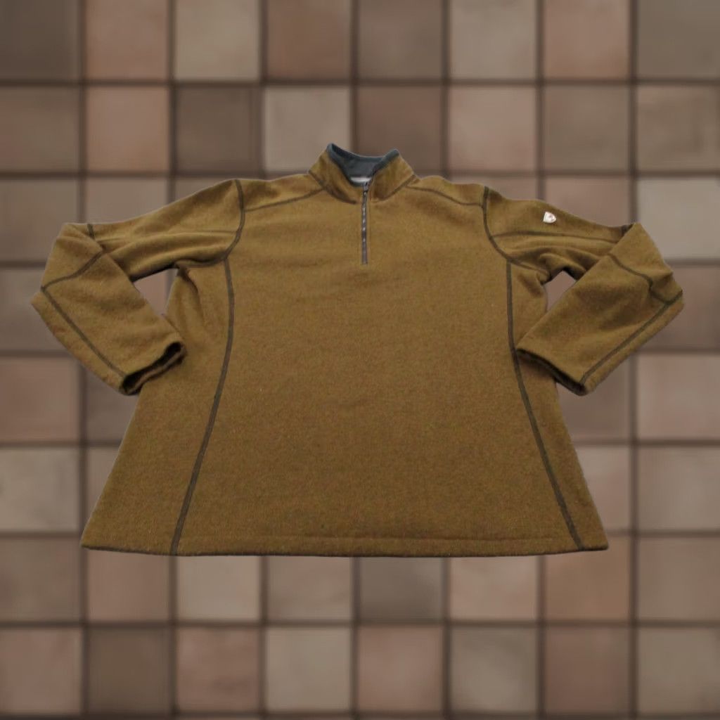 Vintage Kuhl Jacket Womens L Brown Acrylic Fleece Sweater Pullover Hiking Camping Light Jacket Women L Brown Fleece 1/4 Zip Thermal Logo Regular Size L / US 10 / IT 46 - 1 Thumbnail
