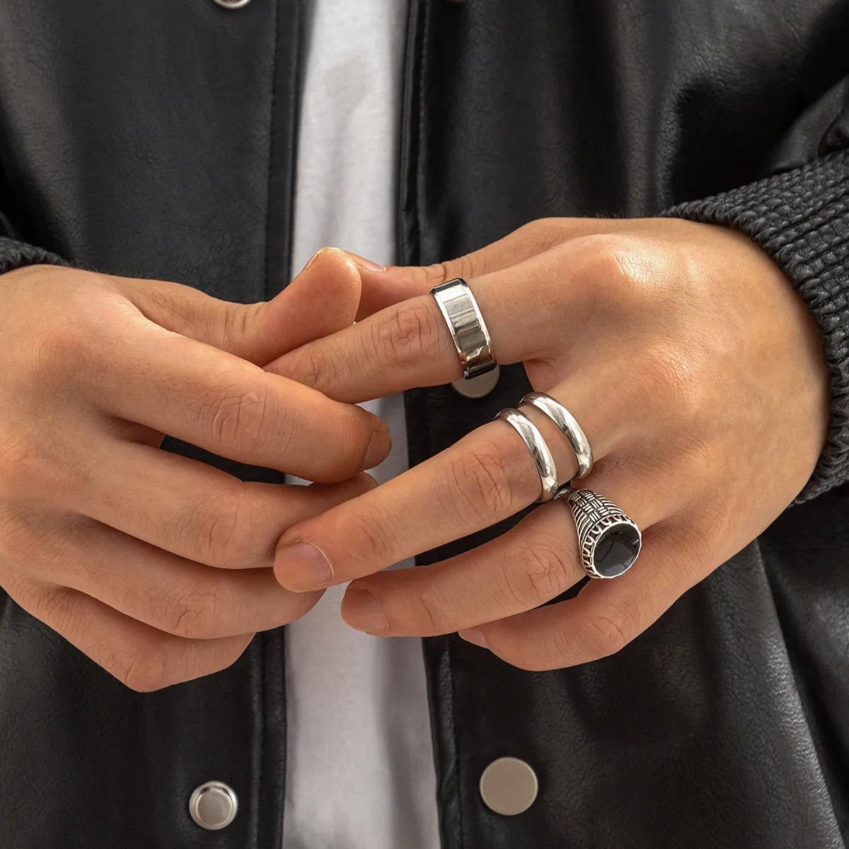 Vintage Stainless Steel Rings Set Size ONE SIZE - 2 Thumbnail