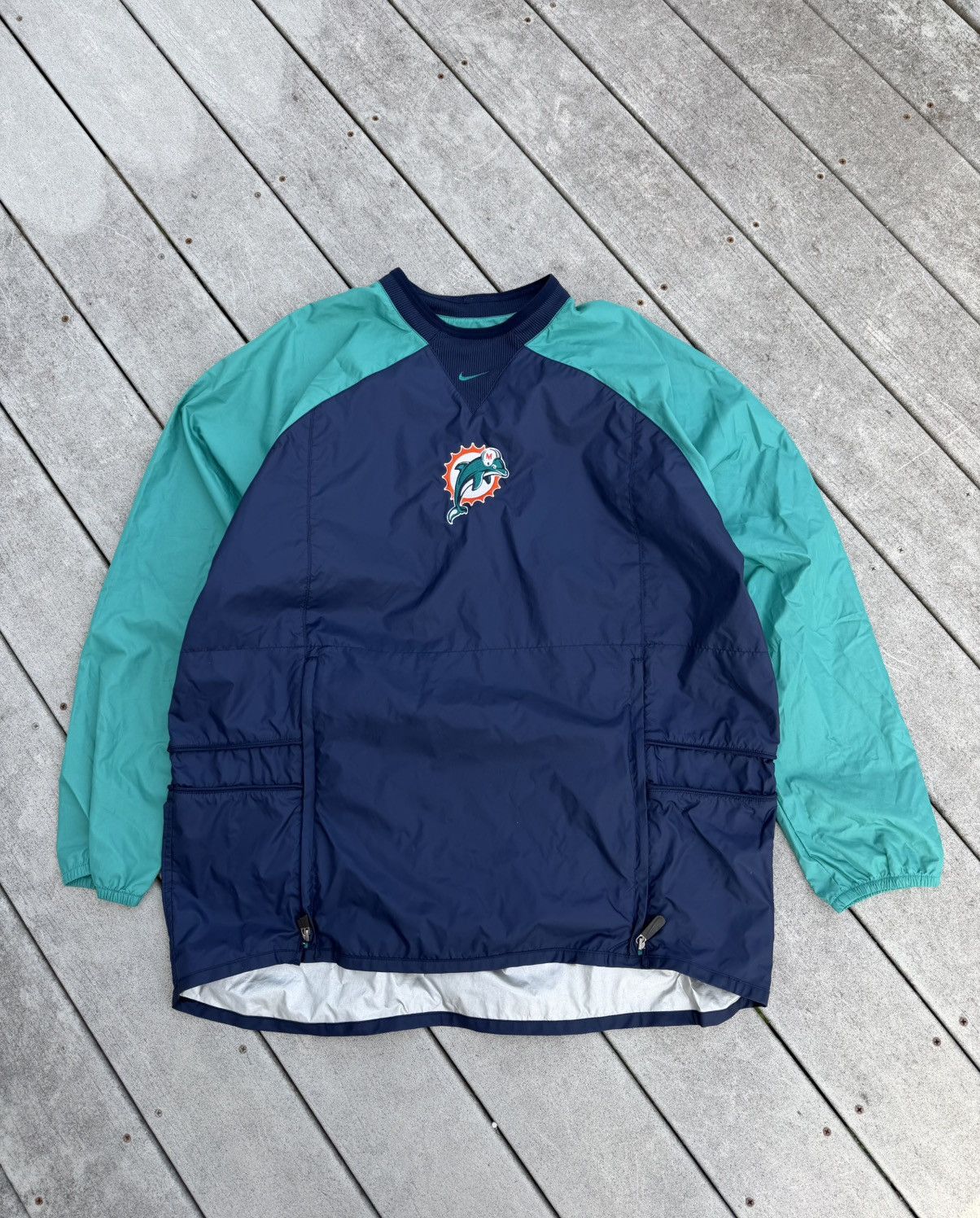 Nike Vintage Nike center swoosh Miami dolphins windbreaker Size US XL / EU 56 / 4 - 1 Thumbnail