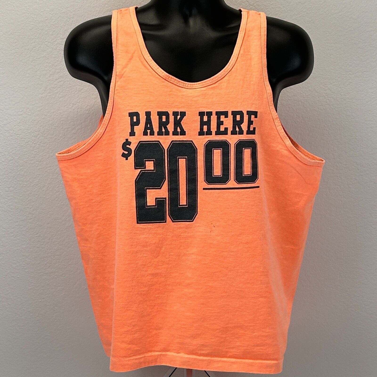 Fruit Of The Loom Vintage 90s Park Here Its A Lot of Fun Tank Top Orange L Size US L / EU 52-54 / 3 - 2 Thumbnail