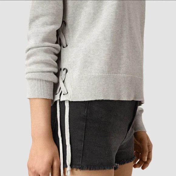 Allsaints ALLSAINTS Women's Light Gray Revo Lace Jumper Knit Size M / US 6-8 / IT 42-44 - 4 Thumbnail