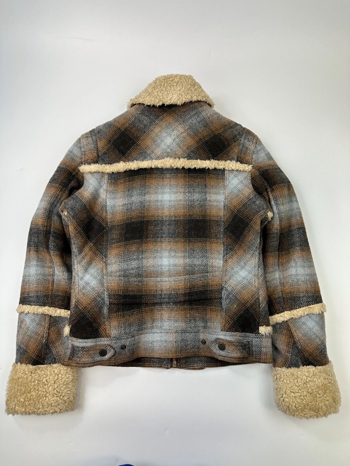 Dolce & Gabbana Dolce Gabbana Wool Brown Checkered Sherling Aviator Jacket Size US M / EU 48-50 / 2 - 11 Thumbnail