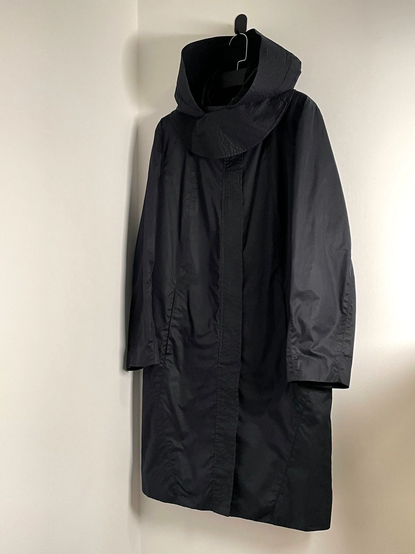 Helmut Lang Black Hooded Long Coat Size S Size US S / EU 44-46 / 1 - 6 Thumbnail