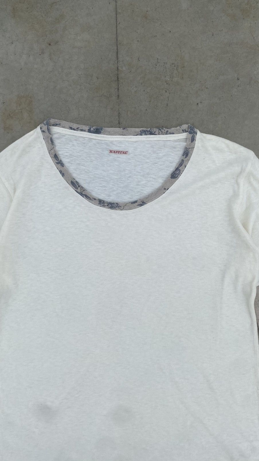 Kapital KAPITAL Asymmetrical Patchwork Long Sleeve T-Shirt Ivory 1 Size US S / EU 44-46 / 1 - 2 Thumbnail