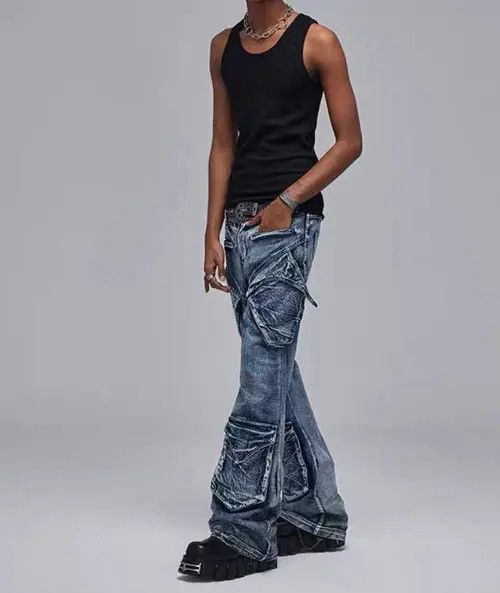 VIBE Vintage washed distressed deconstructed multi-pocket jeans Size US 32 / EU 48 - 6 Thumbnail