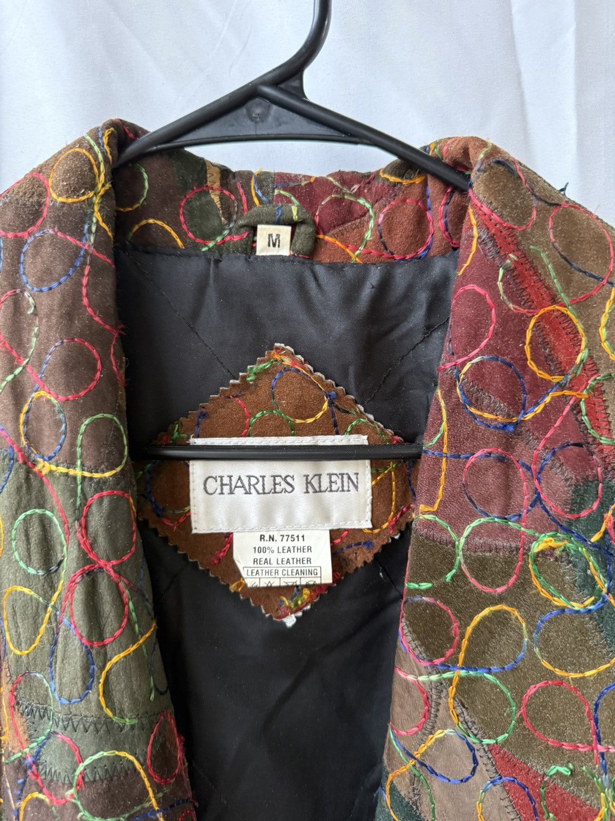 Other Vintage Charles Klein 100% Leather Patchwork Coat M Boho Size M / US 6-8 / IT 42-44 - 3 Thumbnail