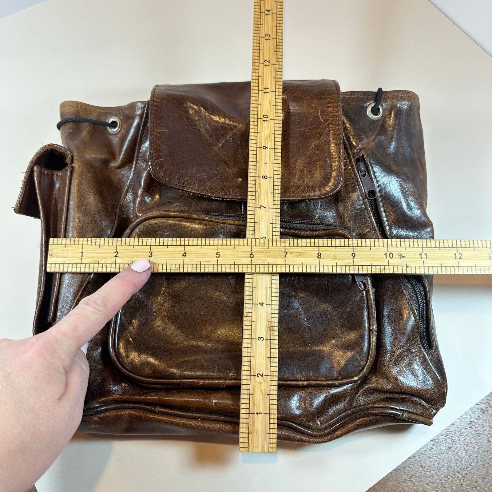 Other Brown Leather Backpack Satchel Zip Up Slingback Straps Size ONE SIZE - 13 Thumbnail