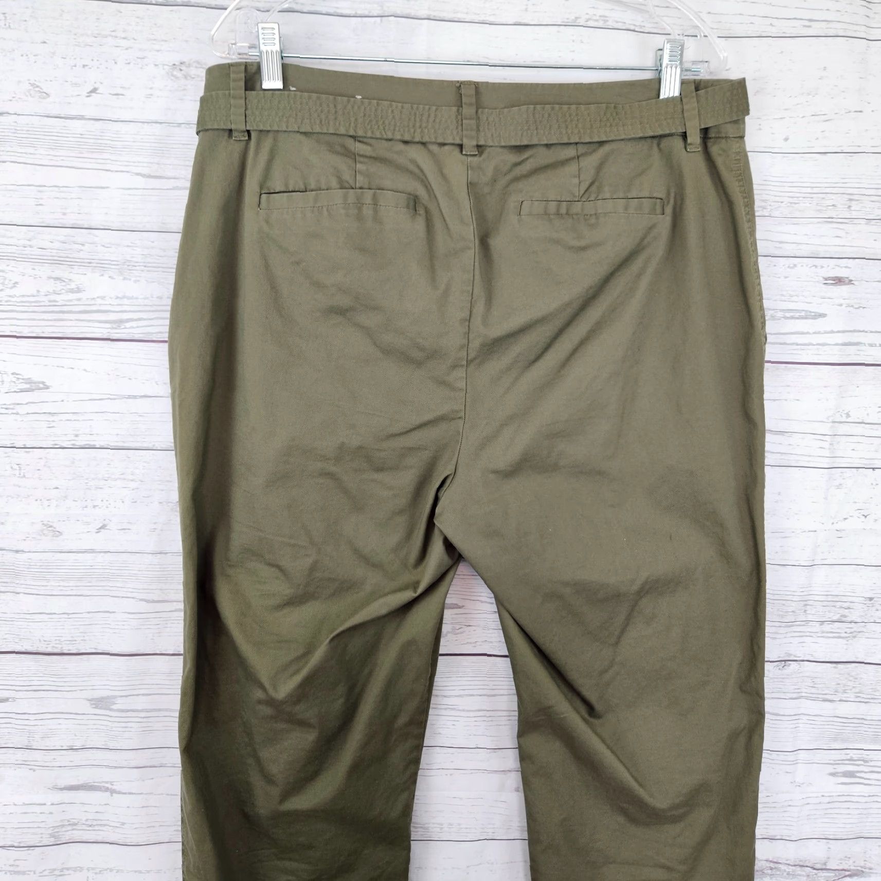 Vintage Chicos Womens Pants Sz 14T Green High Rise Cuffed Cotton Blend Belt Chino Pants Womens Tall 14 Green Size 36" / US 14 / IT 50 - 4 Thumbnail