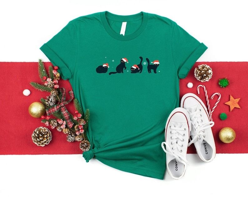 Designer Christmas Black Cat Shirt Size M / US 6-8 / IT 42-44 - 1 Thumbnail