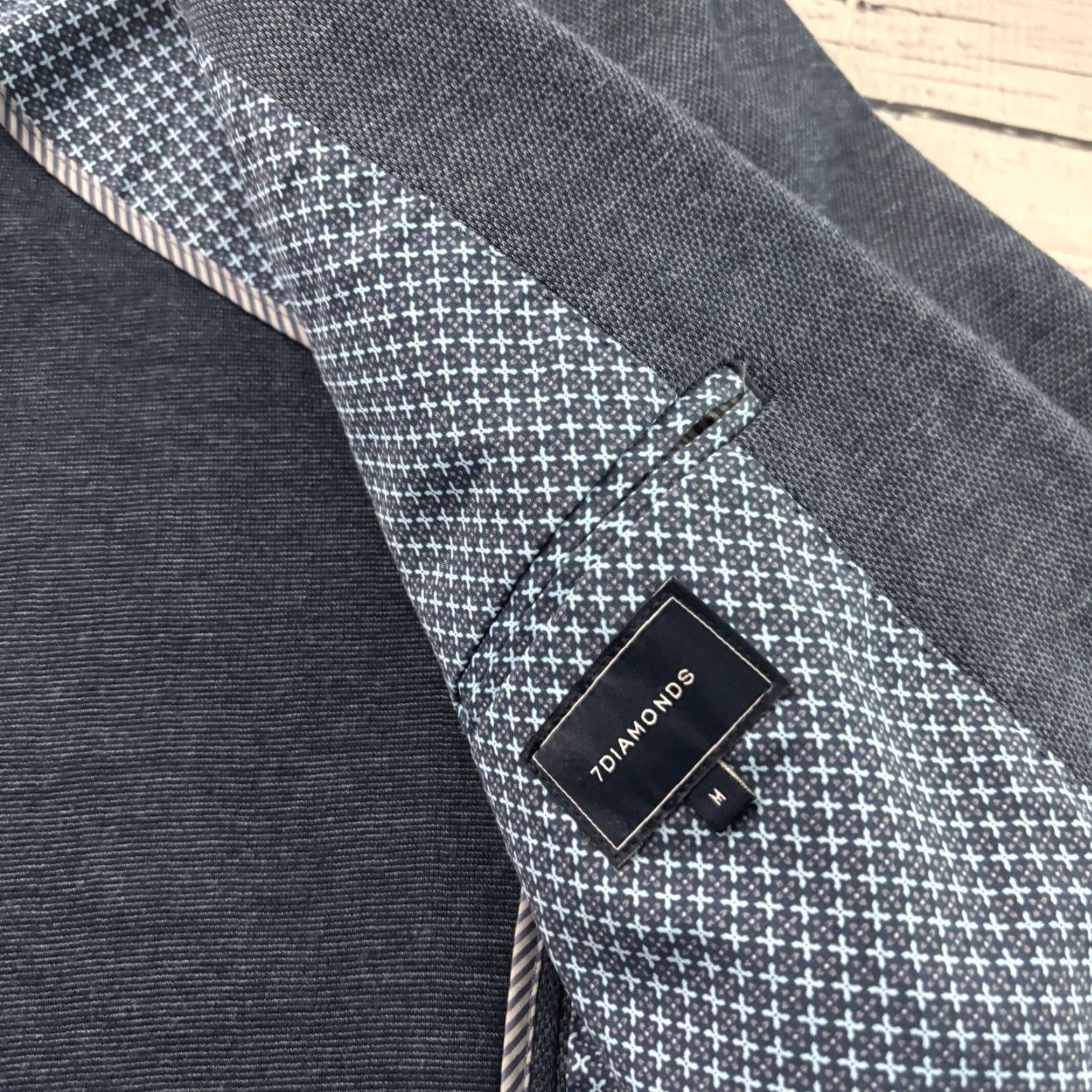 Vintage 7 Diamonds Blazer Jacket Mens M Blue Two-Button Notch Lapel Solid Regular Fit Blazer Size 40R - 6 Thumbnail