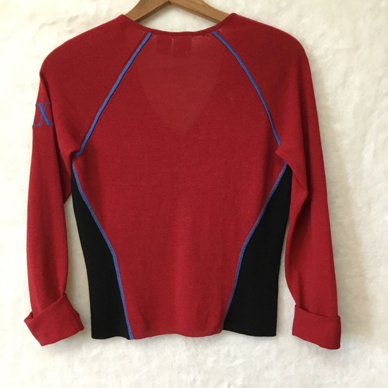 Armani Exchange Armani Exchange Red Color-blocked Sweater Size M / US 6-8 / IT 42-44 - 8 Thumbnail