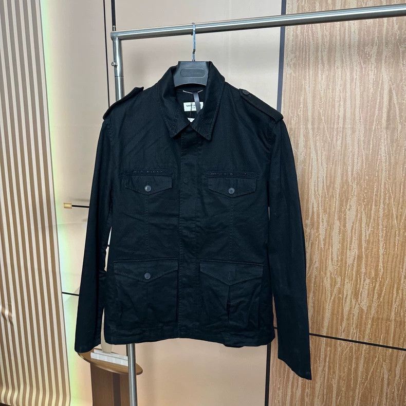 Saint Laurent Paris Black Red Work Jacket from Saint Laurent-dmc Size US M / EU 48-50 / 2 - 1 Thumbnail