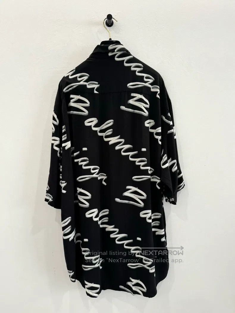 Balenciaga Balenciaga Full Printed Logo Black Short Sleeve Shirt Size XS / US 0-2 / IT 36-38 - 3 Thumbnail