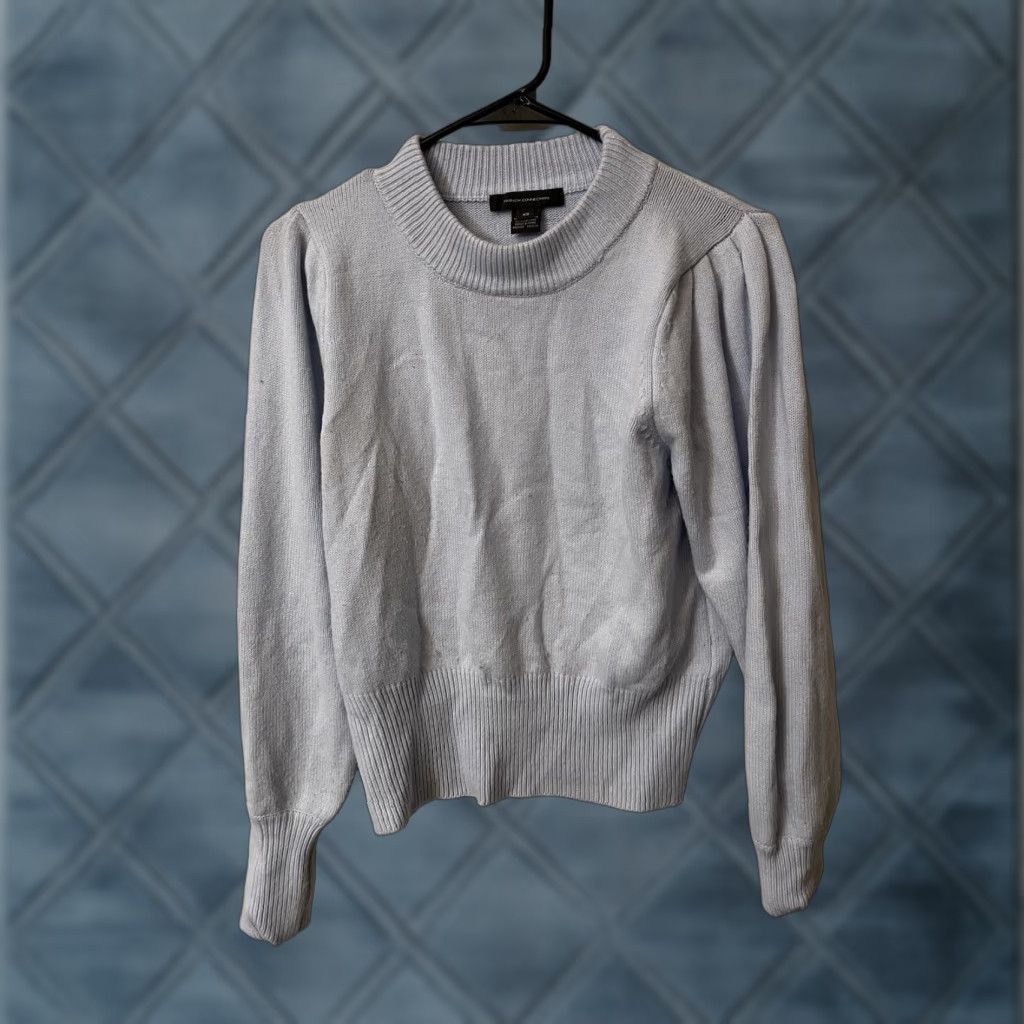 French Connection French Connection Sweater - Women - XS - Blue - Puff Sleeve - Crew Neck - Cropped - Solid Knit Pullover Size XS / US 0-2 / IT 36-38 - 1 Thumbnail