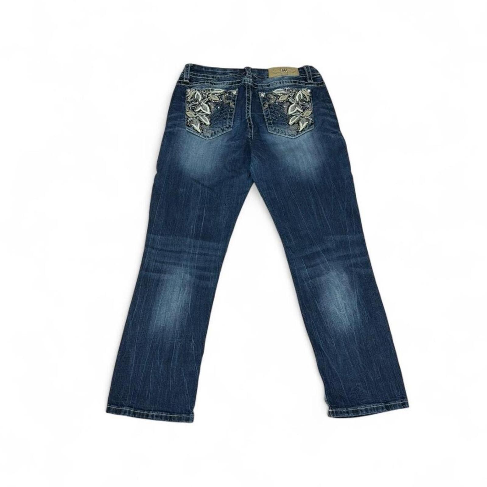 Other Miss Me denim jeans with floral embroidery and sequins Size 29" - 3 Thumbnail