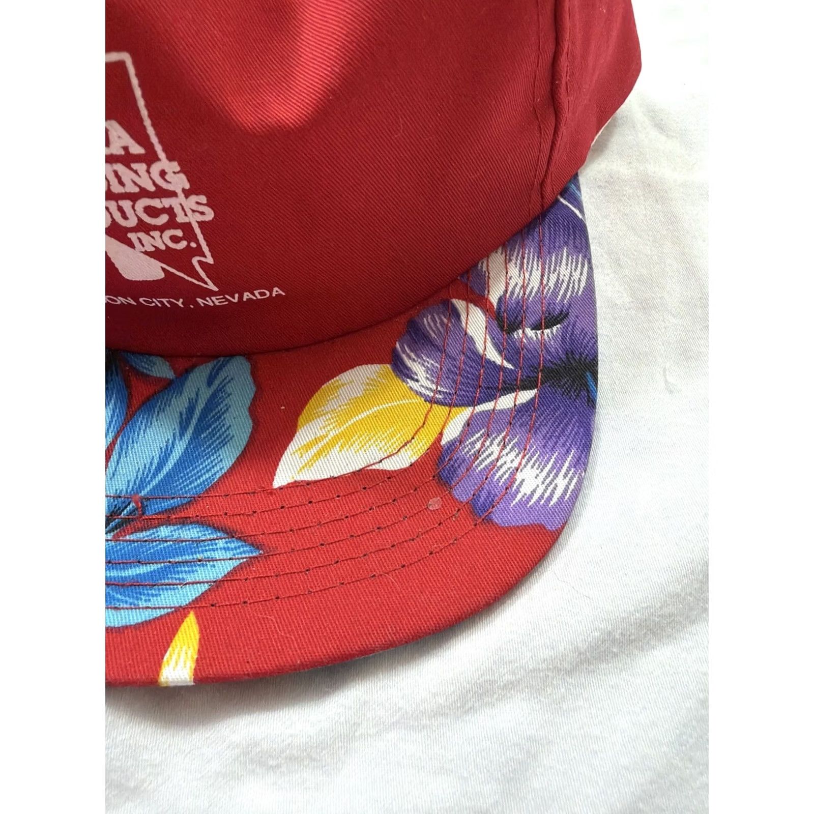 Vintage VINTAGE Hoxer SnapBack Hat Red Floral Carson City A-1 Sierra Welding Adjustable Men Size ONE SIZE - 2 Thumbnail