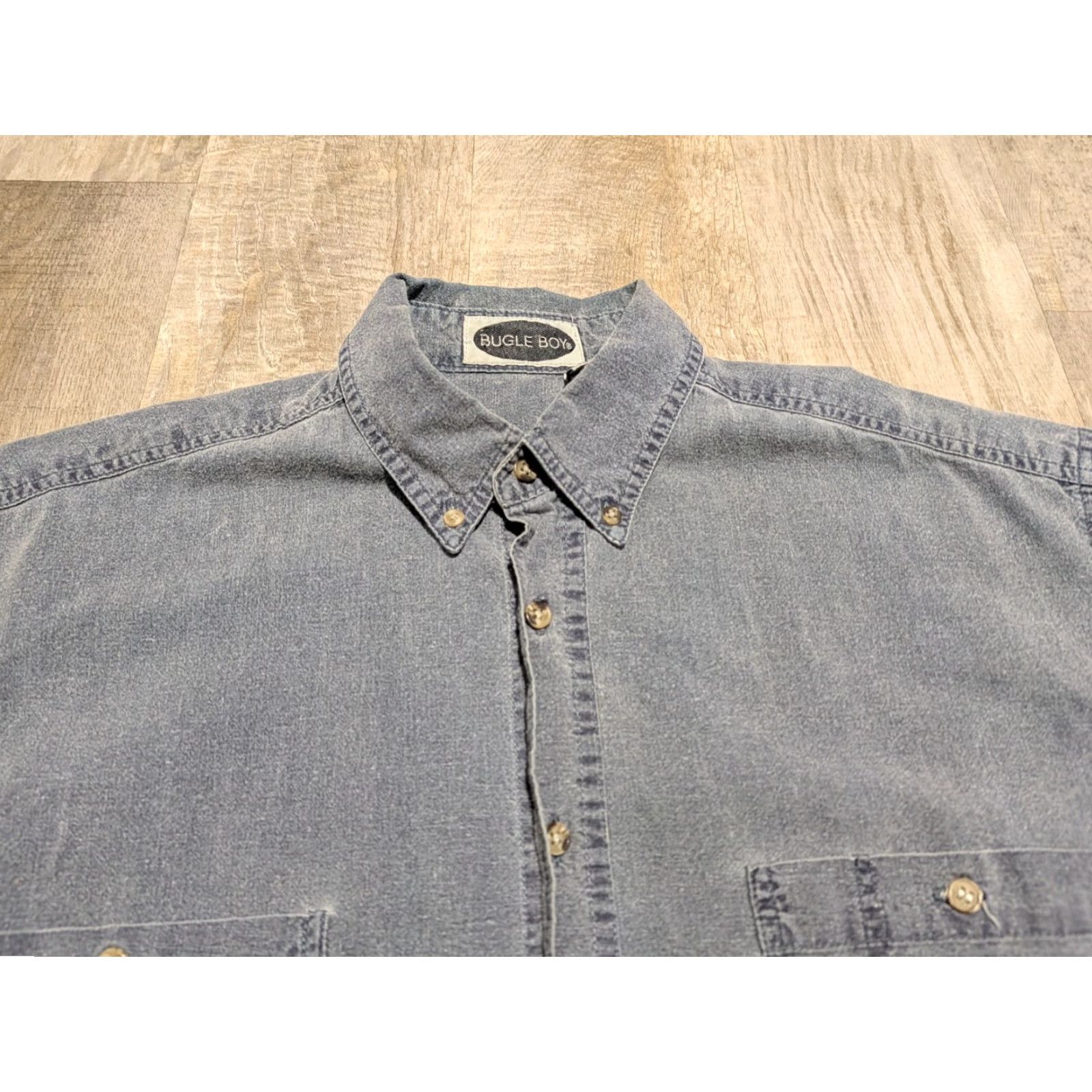 Bugle Boy VTG Bugle Boy Company Mens Short Sleeve Button Up Shirt Gray M 90s Retro Classic Logo Pockets Collared Mix Casual Size US M / EU 48-50 / 2 - 4 Thumbnail