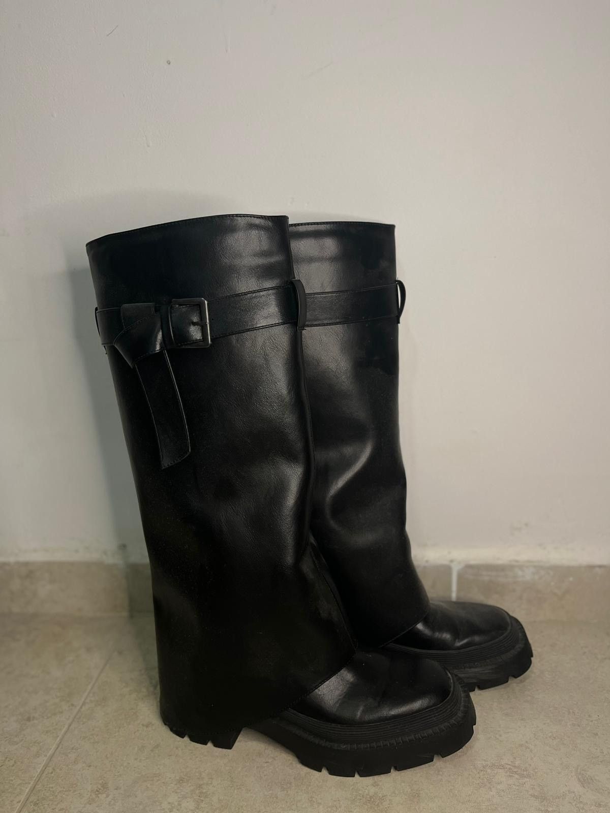 Zara Black leather boots Size US 7.5 / IT 37.5 - 2 Thumbnail
