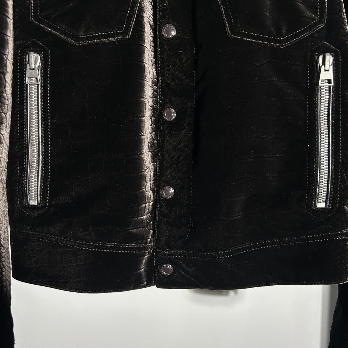 Tom Ford Tom Ford Leather Trimmed Croc-Effect Velvet Jacket Size US M / EU 48-50 / 2 - 3 Thumbnail